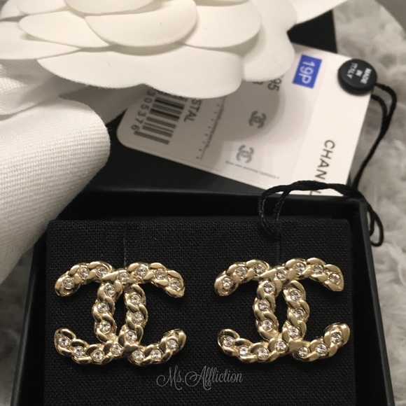 Sold on eBay! CHANEL Authentic Crystal CC Earrings - Picture 3 of 8